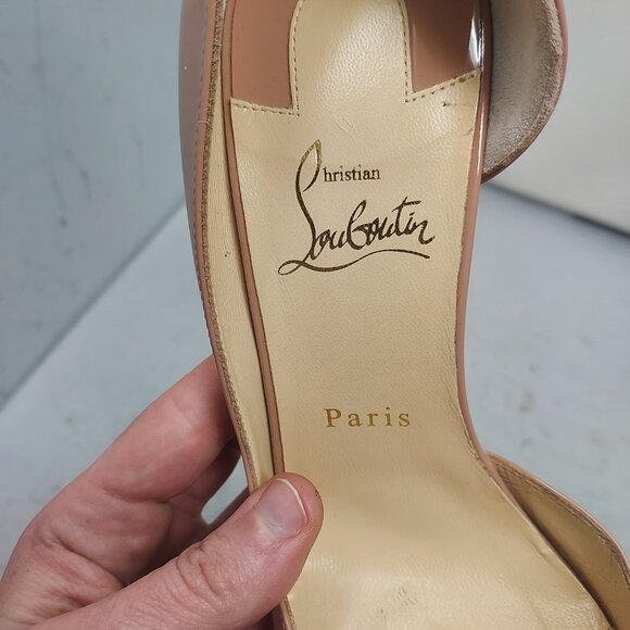 Christian Louboutin Patent Nude Iriza Half-d'Orsay Pump Heel Shoe - Picture 4 of 10